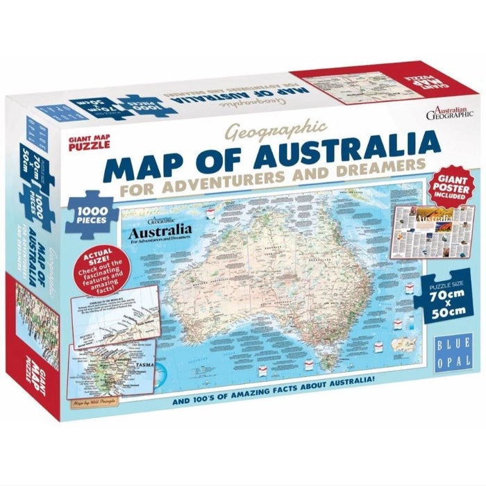 Geographic Map of Australia for Adventurers and Dreamers - 1000 Piece Jigsaw Puzzle
