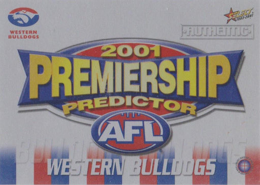 Western Bulldogs, Premiership Predictor, 2001 Select AFL