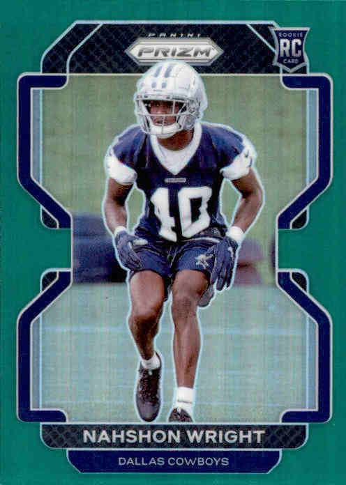 Nahshon Wright, RC, Green Prizm, 2021 Panini Prizm Football NFL