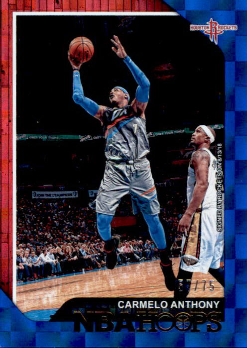 Carmelo Anthony, Red/Blue Parallel, 2018-19 Panini Hoops Basketball NBA