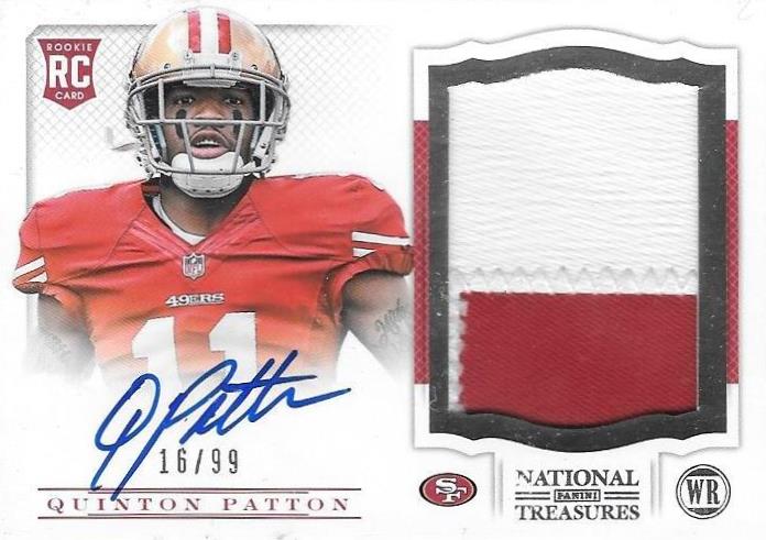 Quinton Pattton, RC, 2 clr Patch Signature, 2013 Panini National Treasures NFL