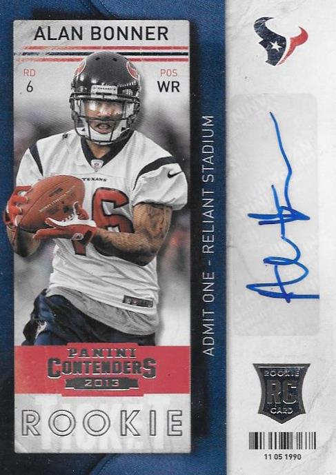 Alan Bonner, Rookie Ticket Autograph, 2013 Panini Contenders NFL