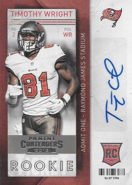 Timothy Wright, Rookie Ticket Autograph, 2013 Panini Contenders NFL