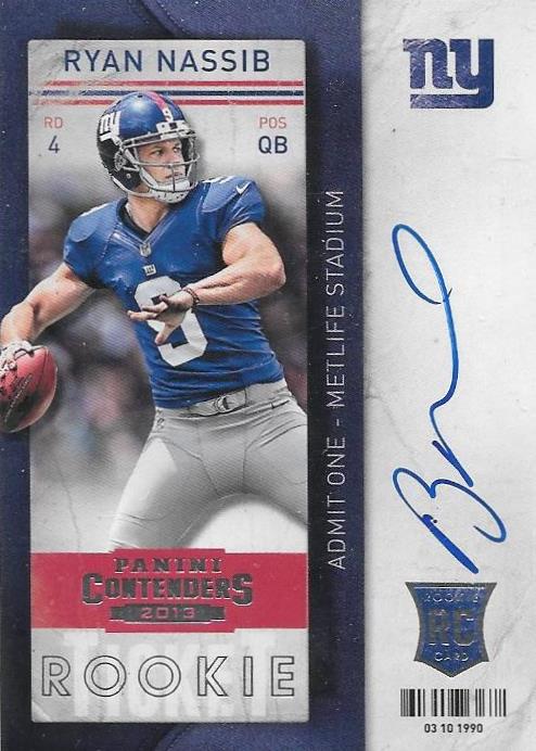 Ryan Nassib, Rookie Ticket Autograph, 2013 Panini Contenders NFL