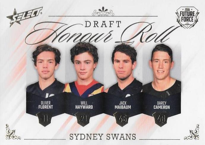 Sydney Swans Draft Honour Roll, 2016 Select AFL Future Force
