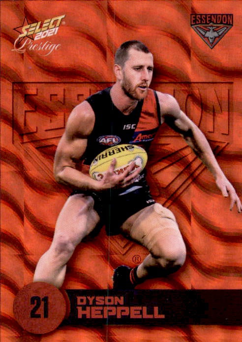 Dyson Heppell, Red Parallel, 2021 Select AFL Prestige