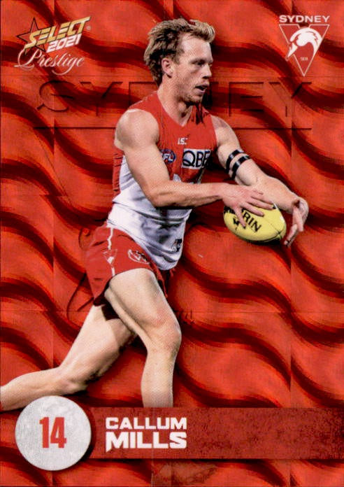 Callum Mills, Red Parallel, 2021 Select AFL Prestige