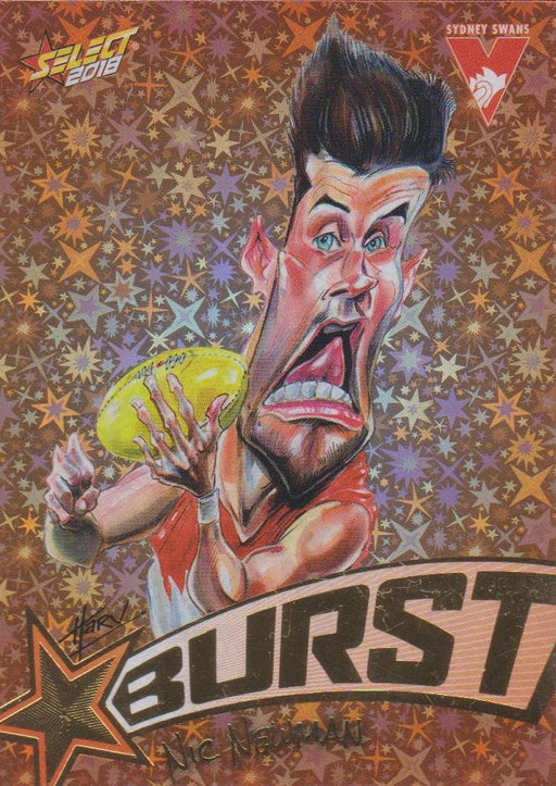 Nic Newman, Starburst Orange Caricatures, 2018 Select AFL Footy Stars