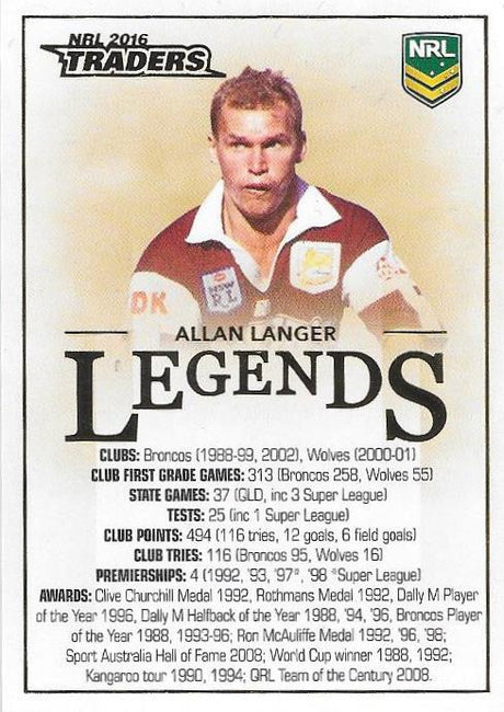 Allan Langer, Legends Case Card, 2016 ESP Traders NRL