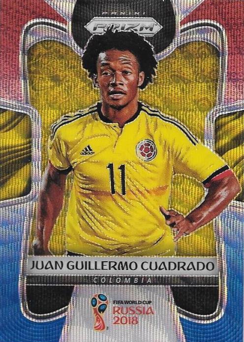 Juan Guillermo Cuadrado, Red & Blue Refractor, 2018 Panini Prizm World Cup Soccer