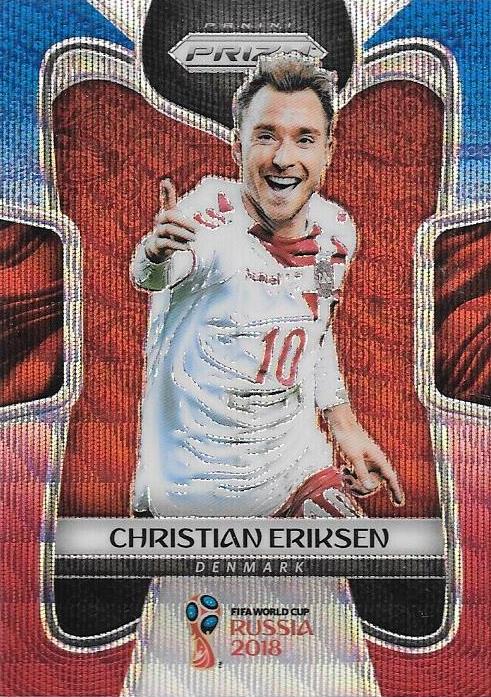 Christian Eriksen, Blue & Red Refractor, 2018 Panini Prizm World Cup Soccer